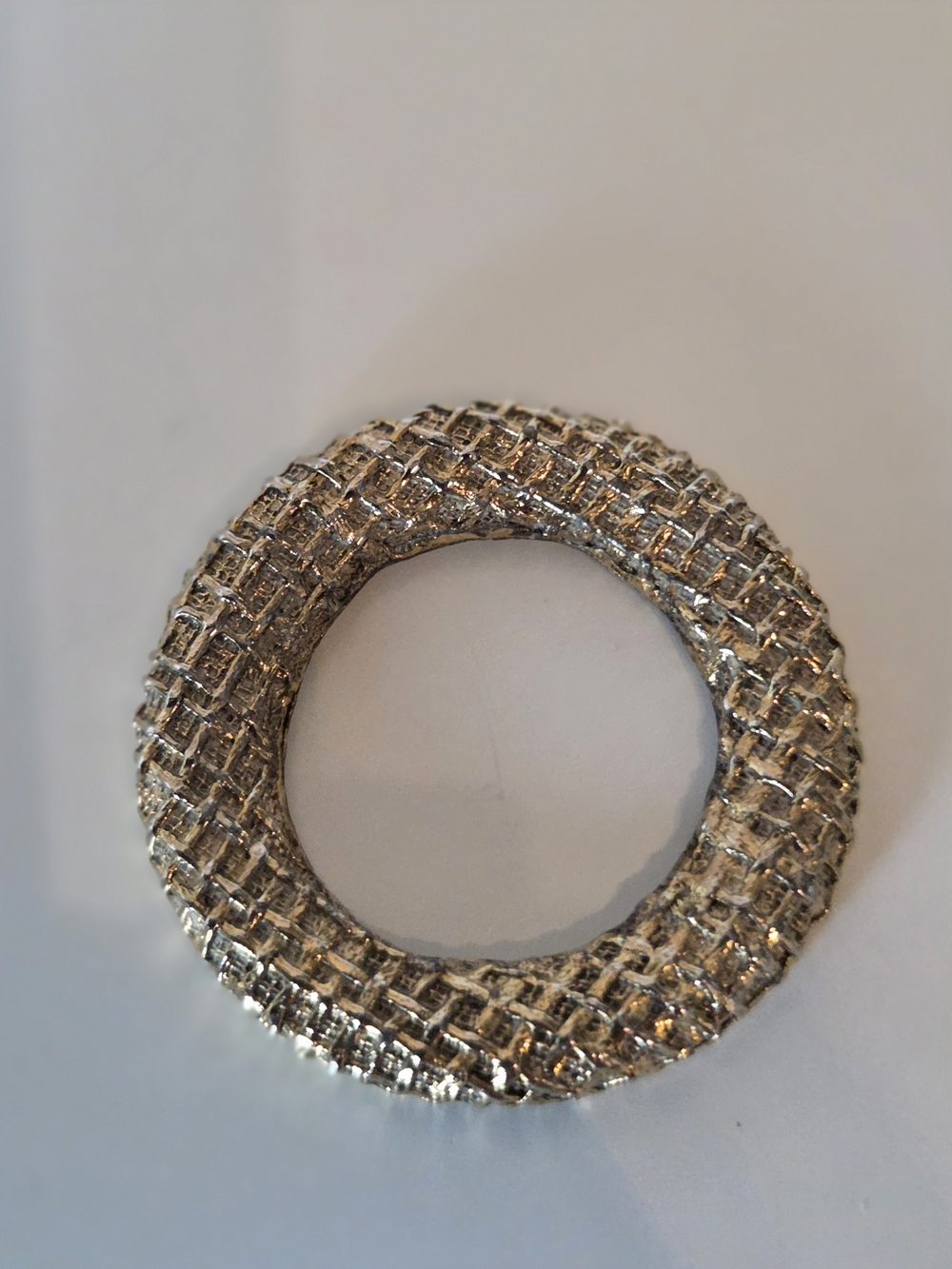 Vintage Gold Tone Woven Basketweave Scarf Ring Slide Holder